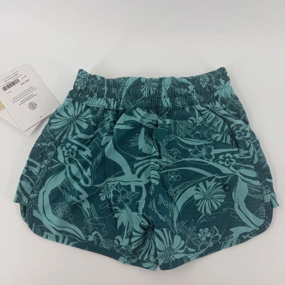 Athleta Girl Dive In Boardshort Floral Print Swim Shorts Teal XS/6 NWT UPF